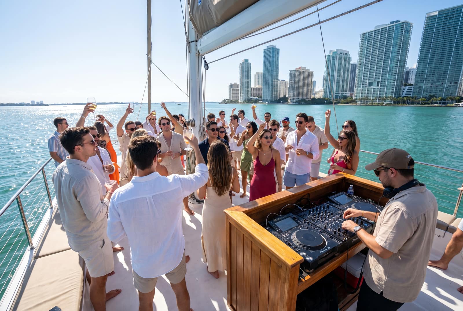 Party catamaran boat rental Miami for large groups