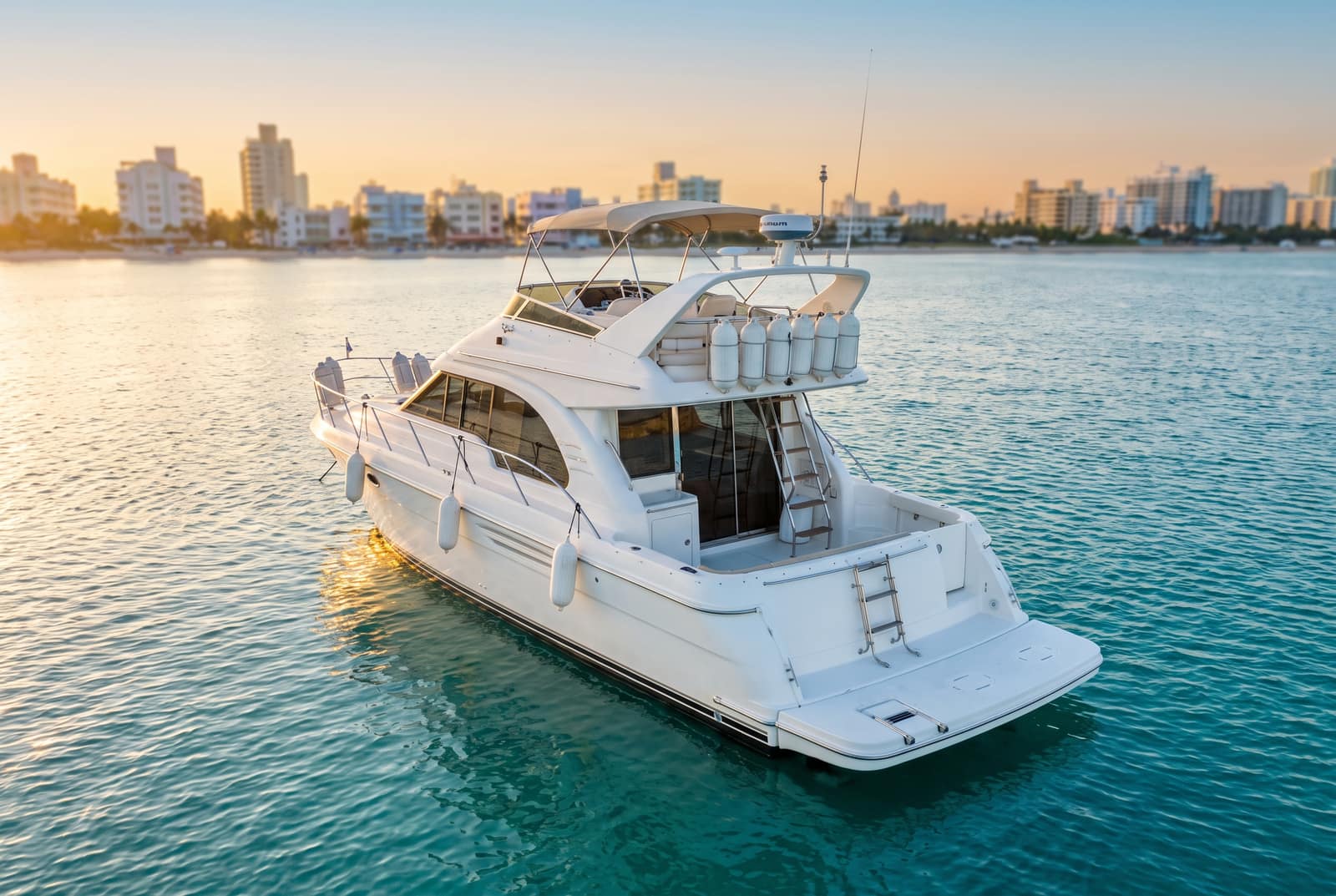 40 ft yacht rental Miami with bow sunpads